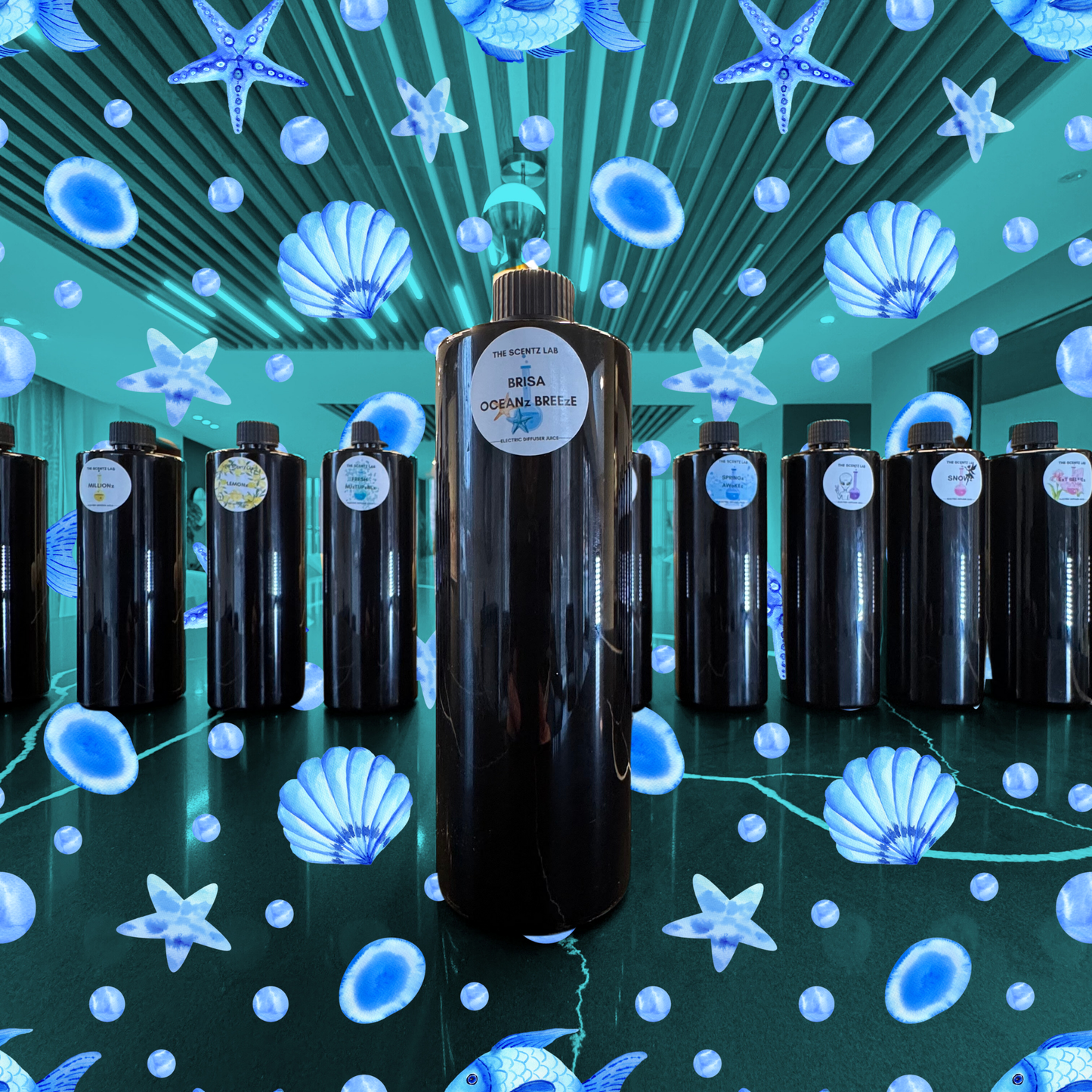 Bria ocean breeze Humidifier juice the SCENTZ lab Little Spanish cleaning company ELLIGANCE luxury fragrance aroma therapy electric diffuser juices